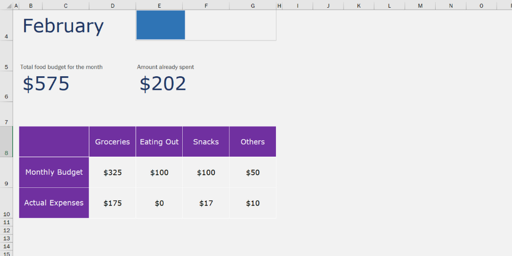 Monthly Food Budget